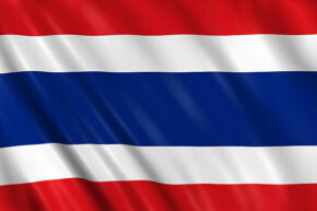 Flag of thailand waving with highly detailed textile texture pattern - Cert International